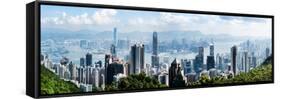 Elevated View of Skylines, Hong Kong, China-null-Framed Stretched Canvas