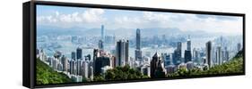 Elevated View of Skylines, Hong Kong, China-null-Framed Stretched Canvas