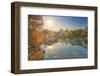 Elevated View of Small Pagoda in Autumn in a Wide Park Scene in Hangzhou, Zhejiang, China, Asia-Andreas Brandl-Framed Photographic Print