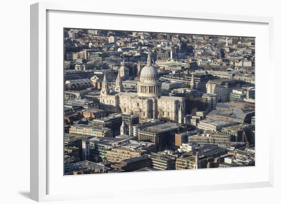 Elevated View of St. Paul's Cathedral and Surrounding Buildings, London, England, UK-Amanda Hall-Framed Photographic Print