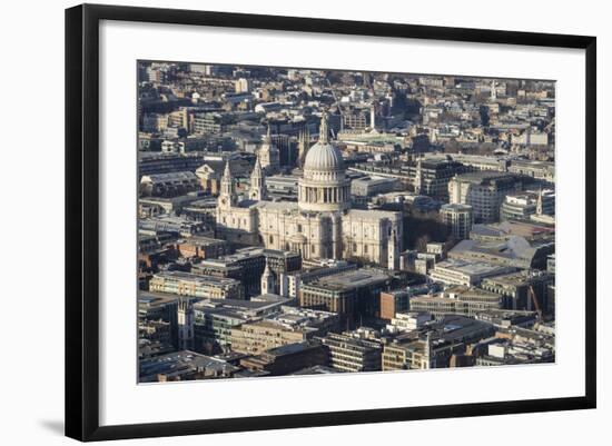 Elevated View of St. Paul's Cathedral and Surrounding Buildings, London, England, UK-Amanda Hall-Framed Photographic Print