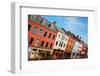 Elevated View of storefronts on Market Street, Portsmouth, New Hampshire, Main Street USA-null-Framed Photographic Print