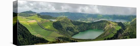 Elevated view of stratovolcanic complex, Sete Cidades Caldara, Sao Miguel Island, Azores, Portugal-null-Stretched Canvas