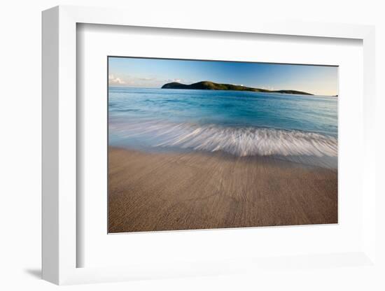 Elevated View of Surf on Beach at Sunset, Culebra Island, Puerto Rico-null-Framed Photographic Print