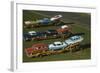 Elevated View of the 1954 Line of Ford Fairlaine Automobiles-Yale Joel-Framed Photographic Print
