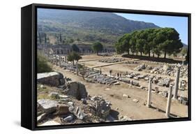 Elevated View of the Agora, Looking Towards the Library of Celsus, Roman Ruins of Ancient Ephesus-Eleanor Scriven-Framed Stretched Canvas