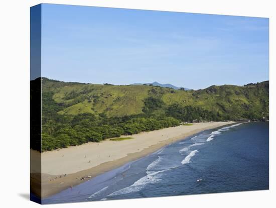 Elevated view of the beach in Bonete, Ilhabela Island, State of Sao Paulo, Brazil, South America-Karol Kozlowski-Stretched Canvas