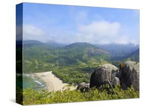 Elevated view of the beach in Bonete, Ilhabela Island, State of Sao Paulo, Brazil, South America-Karol Kozlowski-Stretched Canvas