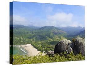 Elevated view of the beach in Bonete, Ilhabela Island, State of Sao Paulo, Brazil, South America-Karol Kozlowski-Stretched Canvas