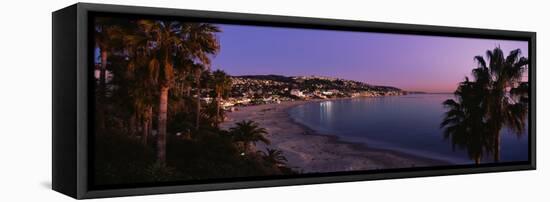 Elevated view of the beach, Laguna Beach, Orange County, California, USA-null-Framed Stretched Canvas