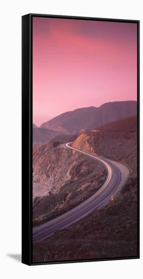 Elevated view of the California State Route 1 at dusk, Pacific Coast, California, USA-null-Framed Stretched Canvas