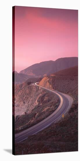 Elevated view of the California State Route 1 at dusk, Pacific Coast, California, USA-null-Stretched Canvas