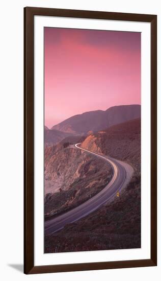 Elevated view of the California State Route 1 at dusk, Pacific Coast, California, USA-null-Framed Photographic Print