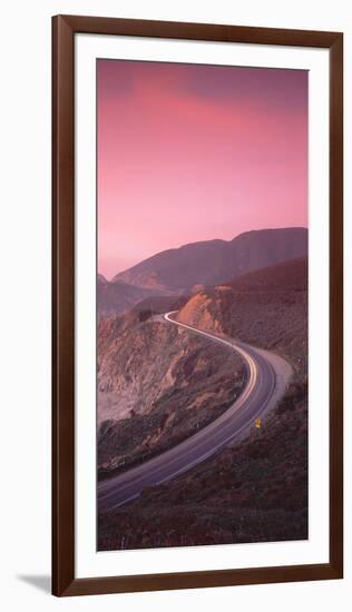 Elevated view of the California State Route 1 at dusk, Pacific Coast, California, USA-null-Framed Photographic Print