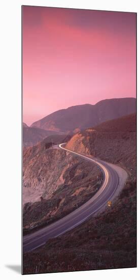 Elevated view of the California State Route 1 at dusk, Pacific Coast, California, USA-null-Mounted Photographic Print