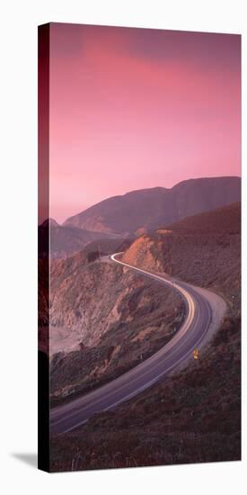 Elevated view of the California State Route 1 at dusk, Pacific Coast, California, USA-null-Stretched Canvas