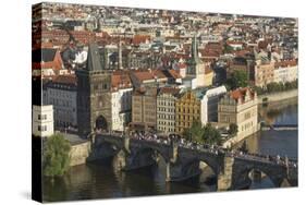 Elevated View of the Charles Bridge, UNESCO World Heritage Site, Prague, Czech Republic, Europe-Angelo Cavalli-Stretched Canvas
