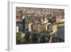 Elevated View of the Charles Bridge, UNESCO World Heritage Site, Prague, Czech Republic, Europe-Angelo Cavalli-Framed Photographic Print