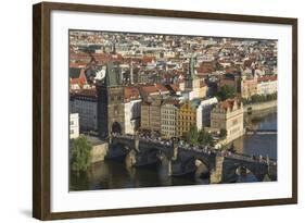 Elevated View of the Charles Bridge, UNESCO World Heritage Site, Prague, Czech Republic, Europe-Angelo Cavalli-Framed Photographic Print