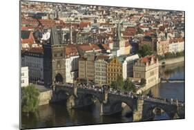 Elevated View of the Charles Bridge, UNESCO World Heritage Site, Prague, Czech Republic, Europe-Angelo Cavalli-Mounted Photographic Print