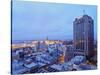 Elevated view of the City Centre with the characteristic building of the Radisson Hotel, Montevideo-Karol Kozlowski-Stretched Canvas