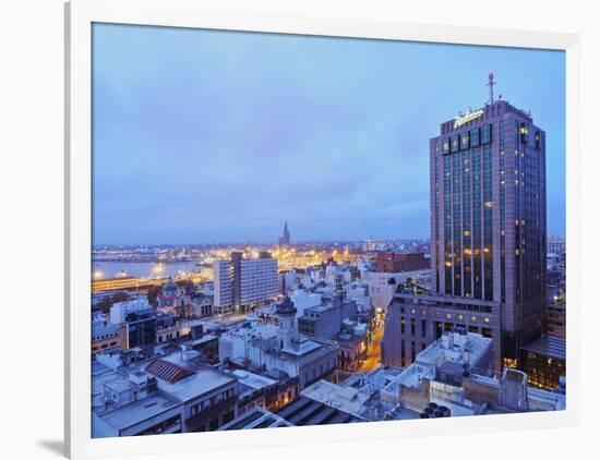 Elevated view of the City Centre with the characteristic building of the Radisson Hotel, Montevideo-Karol Kozlowski-Framed Photographic Print