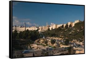 Elevated view of the city walls, Jerusalem, Israel-null-Framed Stretched Canvas