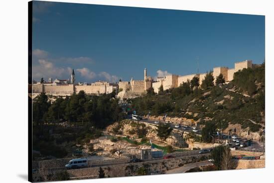 Elevated view of the city walls, Jerusalem, Israel-null-Stretched Canvas