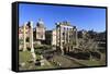 Elevated View of the Columns of the Temples of Saturn and Vespasian with Santi Luca E Martina-Eleanor Scriven-Framed Stretched Canvas