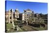 Elevated View of the Columns of the Temples of Saturn and Vespasian with Santi Luca E Martina-Eleanor Scriven-Stretched Canvas