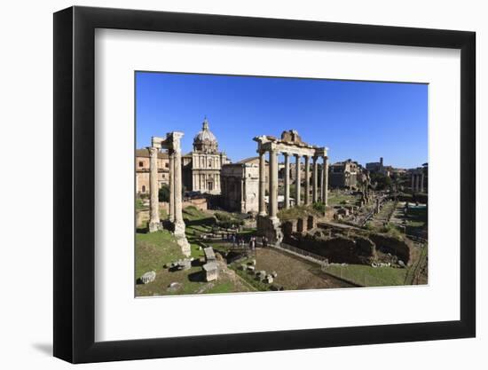 Elevated View of the Columns of the Temples of Saturn and Vespasian with Santi Luca E Martina-Eleanor Scriven-Framed Photographic Print