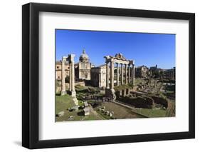 Elevated View of the Columns of the Temples of Saturn and Vespasian with Santi Luca E Martina-Eleanor Scriven-Framed Photographic Print