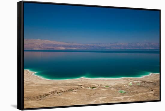 Elevated view of the Dead Sea, Metzoke Dragot, Israel-null-Framed Stretched Canvas
