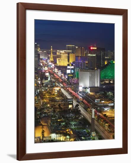 Elevated View of the Hotels and Casinos Along the Strip at Dusk, Las Vegas, Nevada, USA-Gavin Hellier-Framed Photographic Print