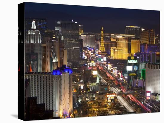 Elevated View of the Hotels and Casinos Along the Strip at Dusk, Las Vegas, Nevada, USA-Gavin Hellier-Stretched Canvas