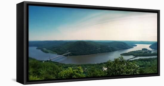 Elevated View of the Hudson River from Bear Mountain, Bear Mountain State Park-null-Framed Stretched Canvas