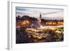 Elevated View of the Koutoubia Mosque at Dusk from Djemaa El-Fna-Gavin Hellier-Framed Photographic Print