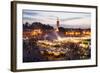 Elevated View of the Koutoubia Mosque at Dusk from Djemaa El-Fna-Gavin Hellier-Framed Photographic Print