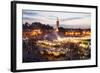 Elevated View of the Koutoubia Mosque at Dusk from Djemaa El-Fna-Gavin Hellier-Framed Photographic Print