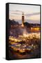 Elevated View of the Koutoubia Mosque at Dusk from Djemaa El-Fna-Gavin Hellier-Framed Stretched Canvas
