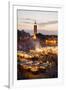 Elevated View of the Koutoubia Mosque at Dusk from Djemaa El-Fna-Gavin Hellier-Framed Photographic Print