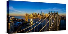 Elevated view of the Manhattan Bridge, New York City, New York State, USA-null-Stretched Canvas