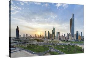 Elevated View of the Modern City Skyline and Central Business District-Gavin-Stretched Canvas