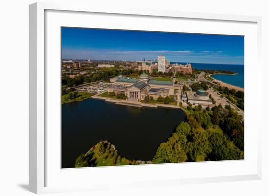 Elevated view of the Museum of Science and Industry, Chicago, Illinois, USA-null-Framed Photographic Print