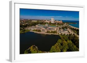 Elevated view of the Museum of Science and Industry, Chicago, Illinois, USA-null-Framed Photographic Print