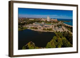 Elevated view of the Museum of Science and Industry, Chicago, Illinois, USA-null-Framed Photographic Print