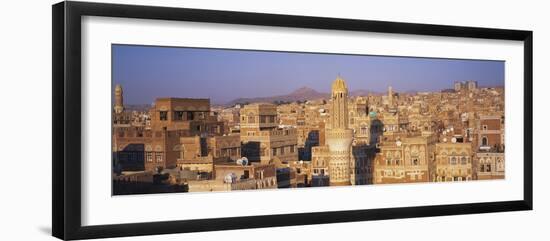 Elevated View of the Old City of Sanaa, UNESCO World Heritage Site, Yemen, Middle East-Bruno Morandi-Framed Photographic Print