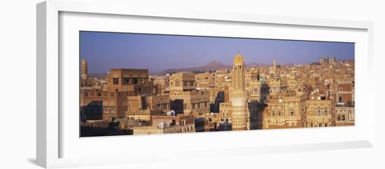 Elevated View of the Old City of Sanaa, UNESCO World Heritage Site, Yemen, Middle East-Bruno Morandi-Framed Photographic Print