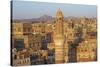 Elevated View of the Old City of Sanaa, UNESCO World Heritage Site, Yemen, Middle East-Bruno Morandi-Stretched Canvas