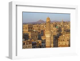 Elevated View of the Old City of Sanaa, UNESCO World Heritage Site, Yemen, Middle East-Bruno Morandi-Framed Photographic Print